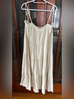 Boho American Eagle Outfitters Cream Tiered Maxi Sundress
